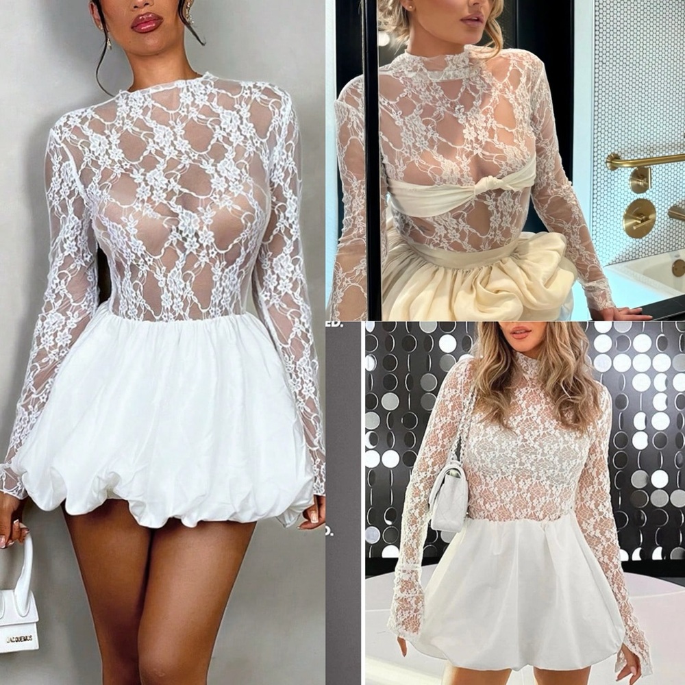 Elegant White Lace Mini Dress